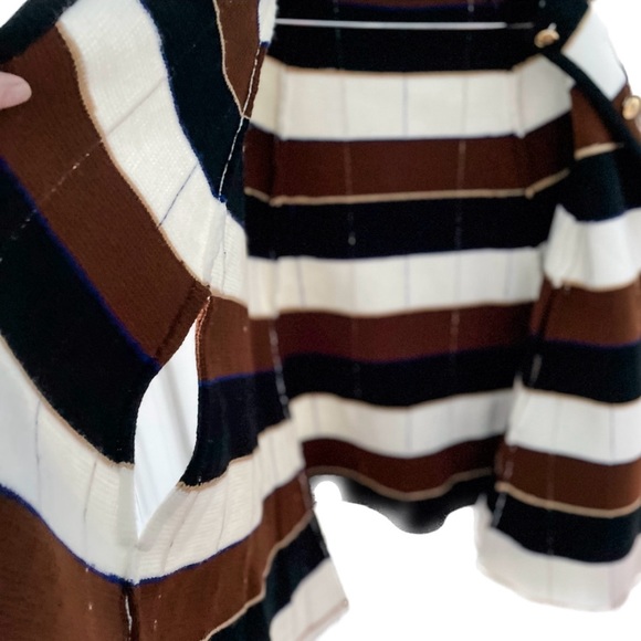 Vintage Plaid Stripe Button Down Knit Cape/Poncho - Picture 7 of 11